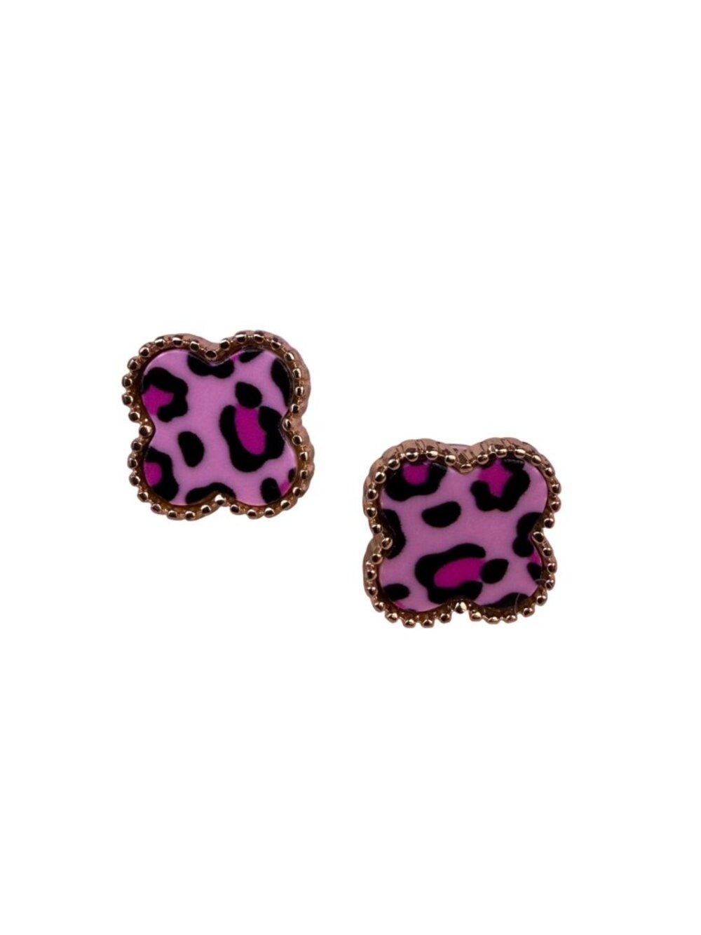 Park Lane Womens Pink Black Leopard Print Stud Earrings Rose Gold Tone Gift Set